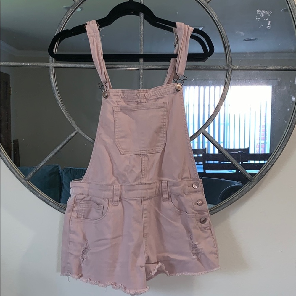 Women’s blush pink overalls